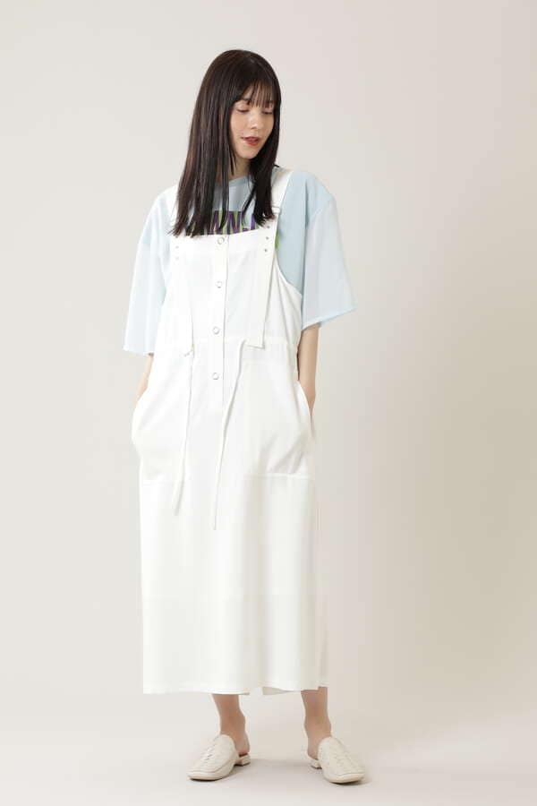 【AFFECTISM】ワークポケットロングジャンパースカート (ホワイト・ベージュ) | 【公式通販】レディースファッションのROSE BUD