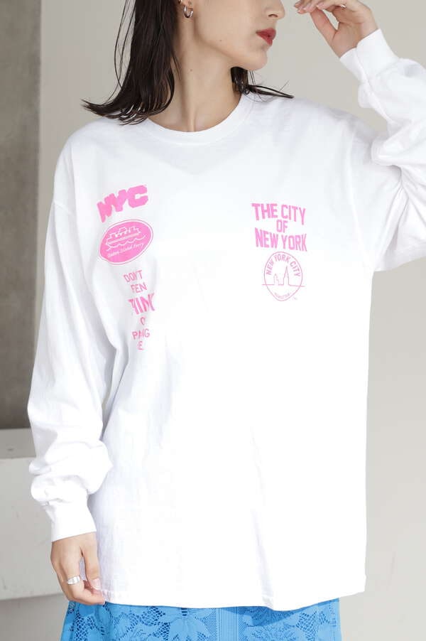 NYC ロゴプリントロングTシャツ