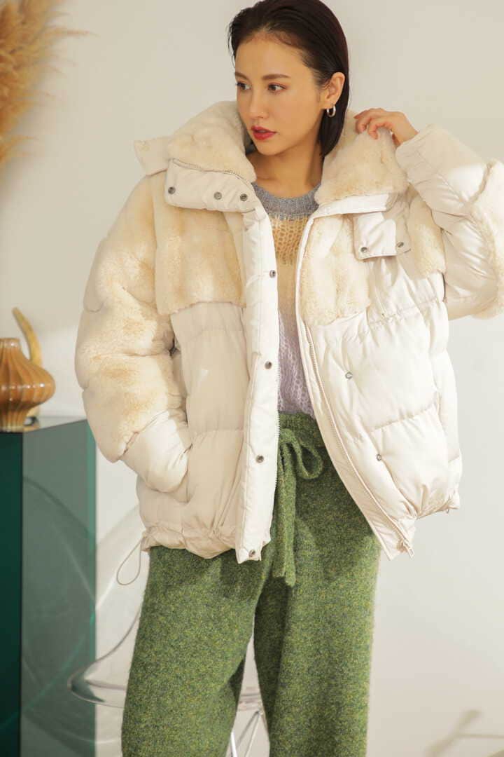 【VEGANCODE】異素材ミックスジャケットコート (ホワイト