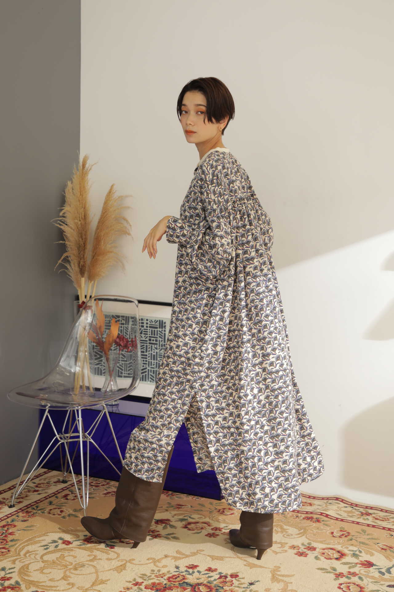 CHIGNON】＜WEB限定商品＞柄ワンピース (ベージュ・ネイビー) | 【公式通販】レディースファッションのROSE BUD ONLINE  STORE