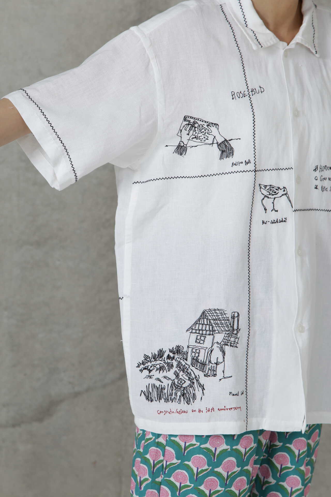 KAPITAL リネン 羨ましく 開襟BIGシャツ（ビーズ刺繍）