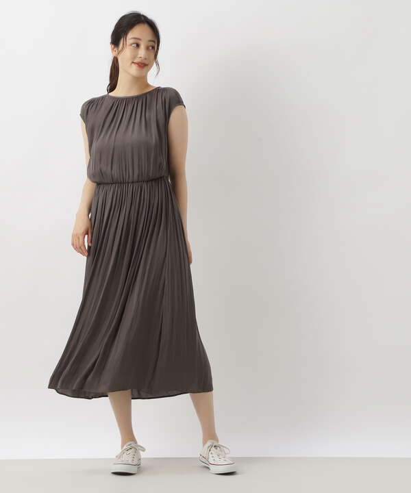 割繊サテンギャザーワンピース Natural Beauty Basic サンエービーディーオンラインストア Sanei Online Store