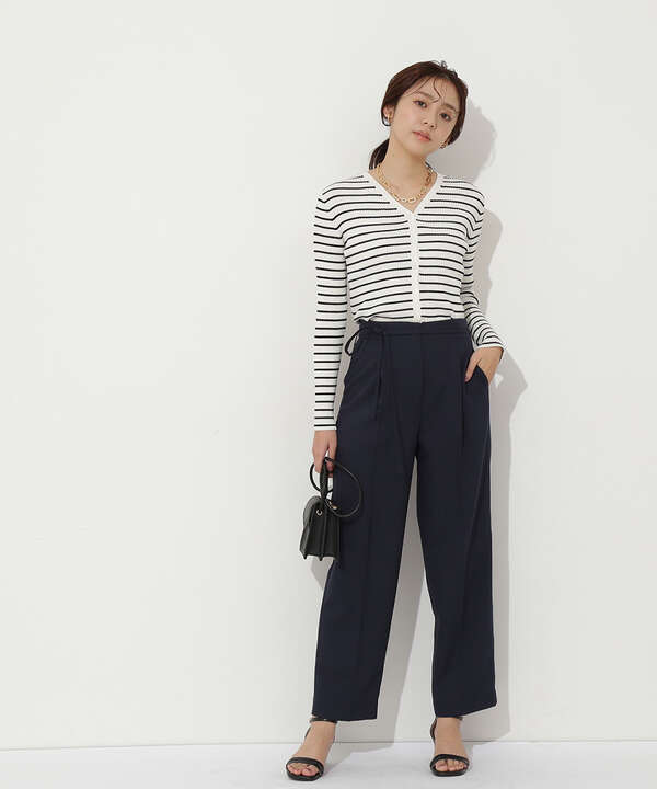 洗える ウエストリボンハイウエストパンツ ボトムス サンエービーディーオンラインストア Sanei Online Store