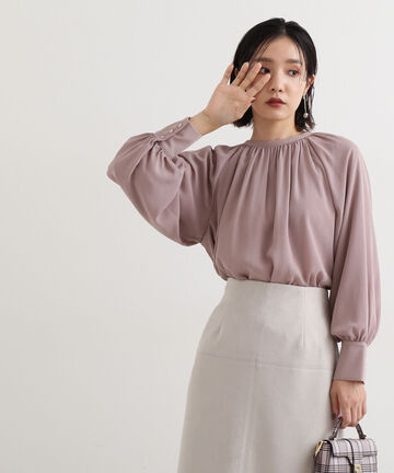 【bdONLINE限定色：グリーン】ラグラン楊柳ブラウス