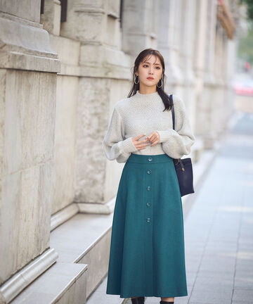 ウールライクフロント釦スカート