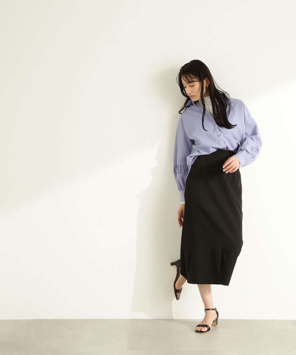 バックルディテールストレートスカート