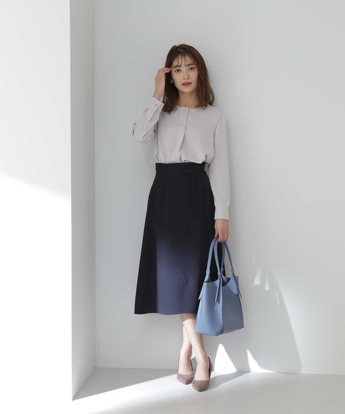 ベルト付きフレアスカート