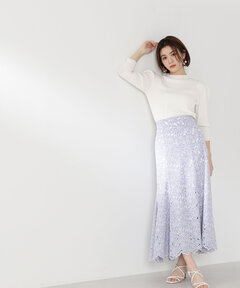 【bdONLINE限定色：パープル】【美人百花4月号掲載】バイカラースカラレースマーメイドスカート