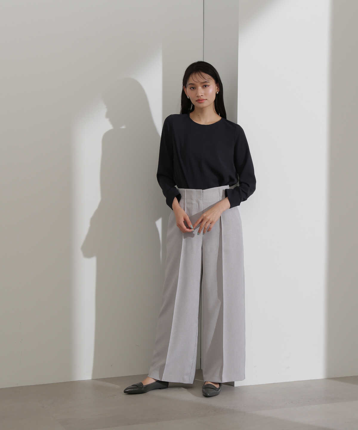 ＜リラクシーブッチャーセットアップシリーズ＞ハイウエストワイドパンツ