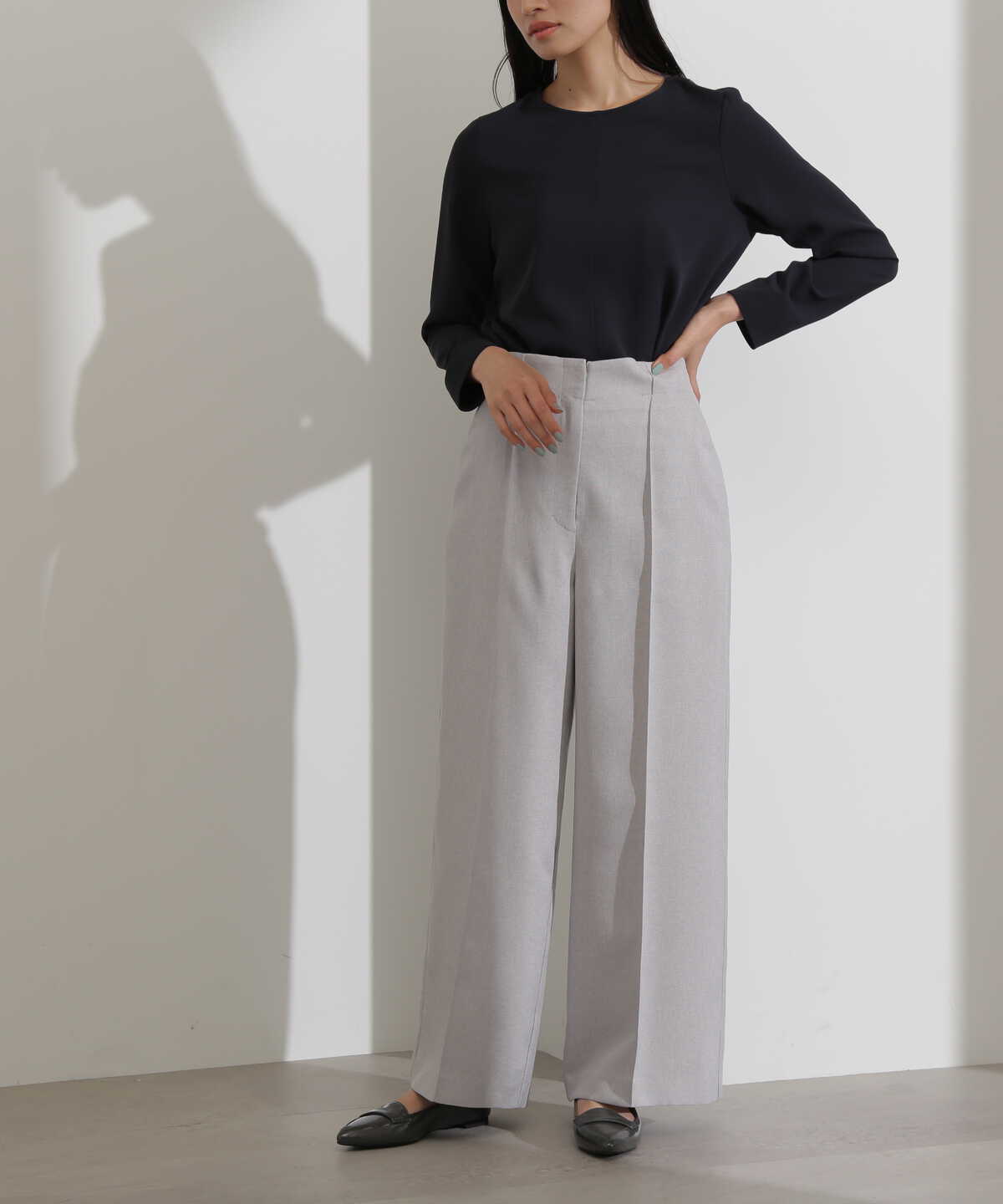 ＜リラクシーブッチャーセットアップシリーズ＞ハイウエストワイドパンツ