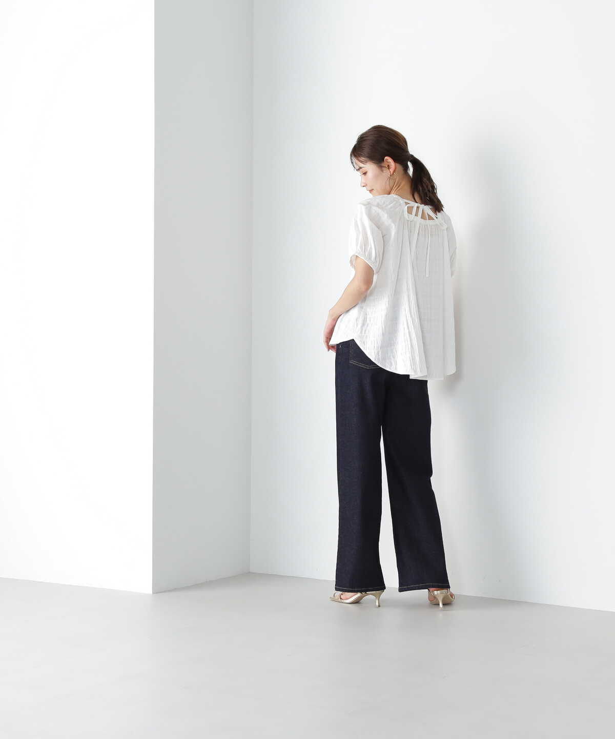 ストレートワイドデニムパンツ