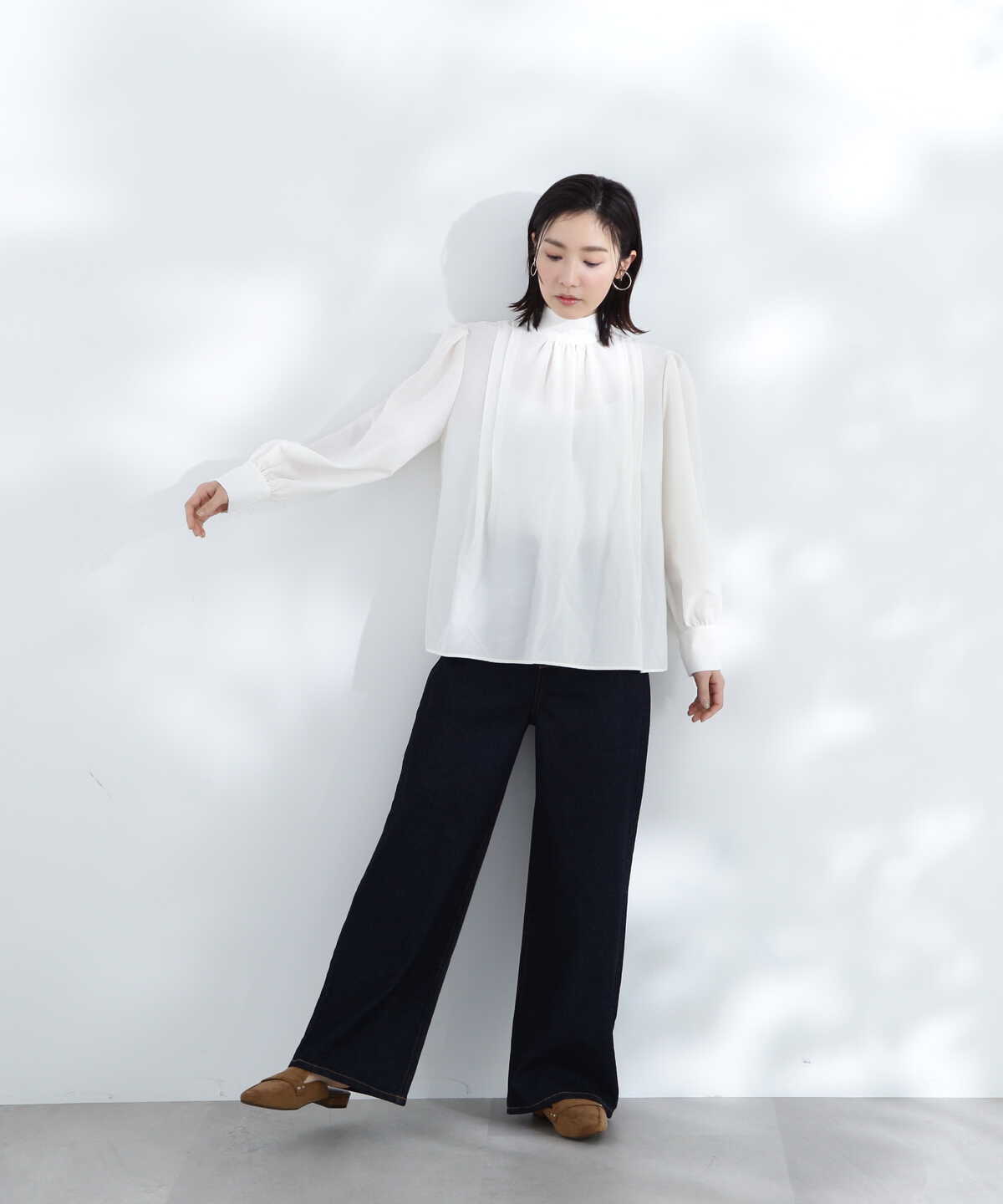 ストレートワイドデニムパンツ