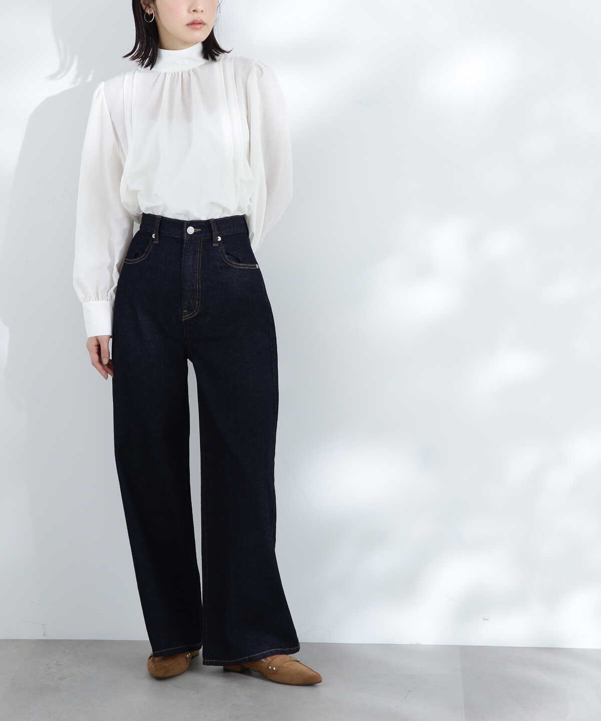 ストレートワイドデニムパンツ