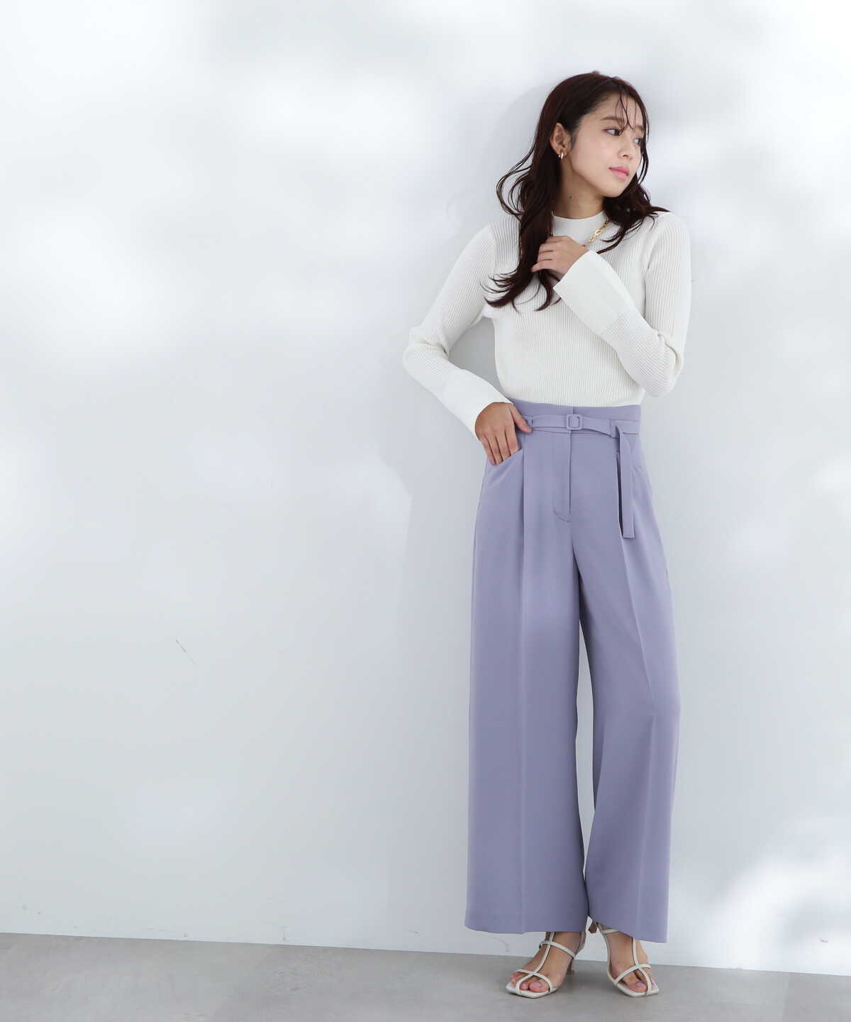 【VERY4月号掲載】[洗える]ミニバックルワイドパンツ