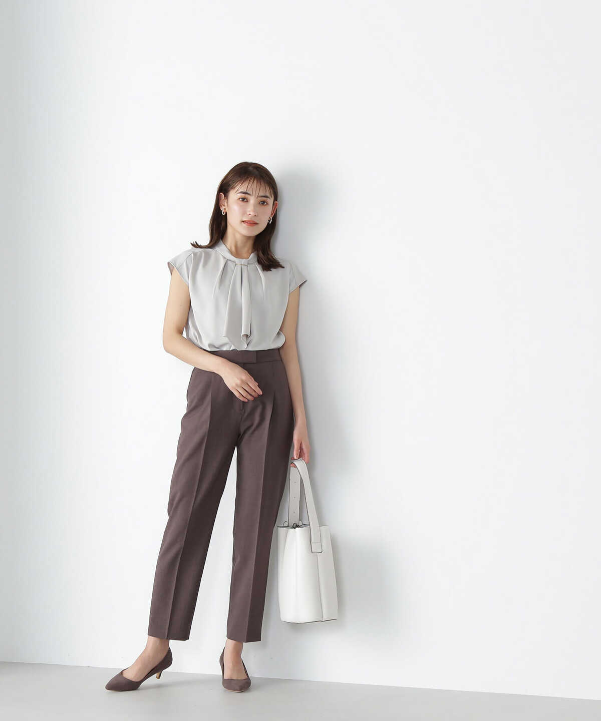 ＜リネンライクセットアップ＞テーパードパンツ