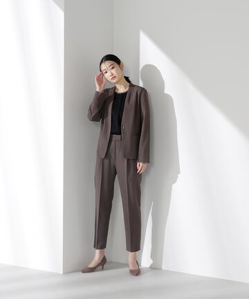 ＜リネンライクセットアップ＞テーパードパンツ