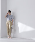＜リネンライクセットアップ＞テーパードパンツ