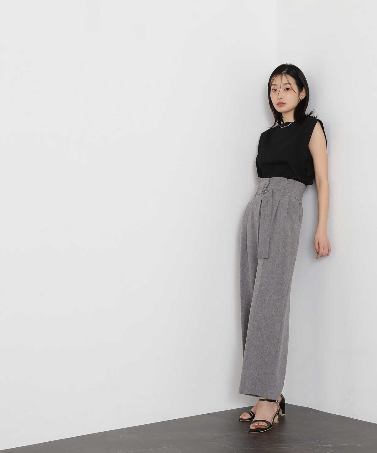 【先行予約7月中旬-下旬入荷予定】ハイウエストベルテッドパンツ