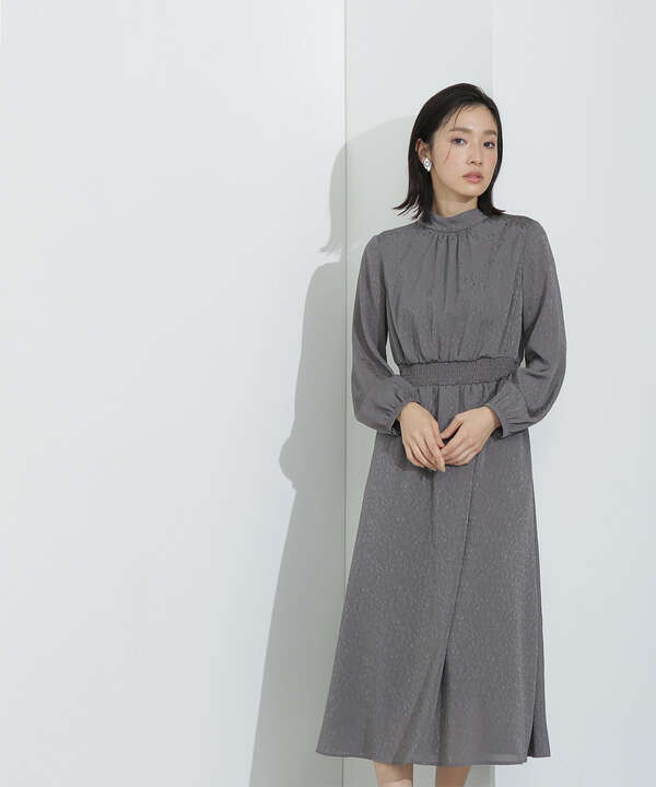 【bdONLINE限定色：ブルーラベンダー】ジャガードシャーリングワンピース
