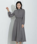 【bdONLINE限定色：ブルーラベンダー】ジャガードシャーリングワンピース