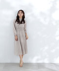 【bdONLINE限定色：ブルーラベンダー】ジャガードシャーリングワンピース