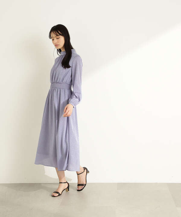 【bdONLINE限定色：ブルーラベンダー】ジャガードシャーリングワンピース