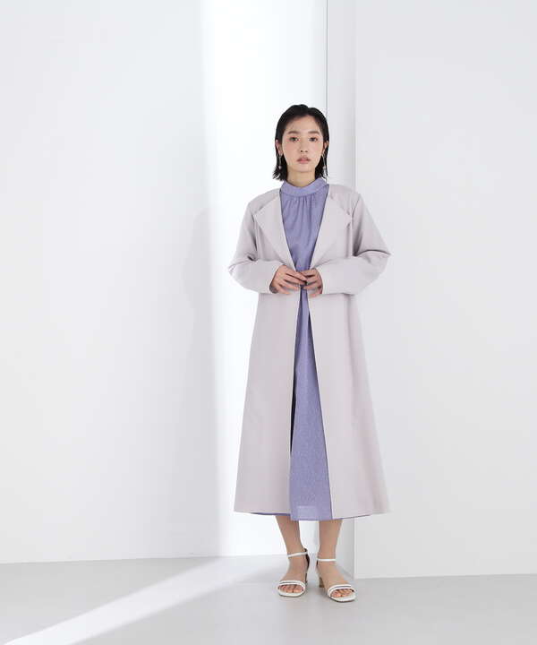 【bdONLINE限定色：ブルーラベンダー】ジャガードシャーリングワンピース