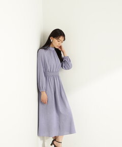 【bdONLINE限定色：ブルーラベンダー】ジャガードシャーリングワンピース