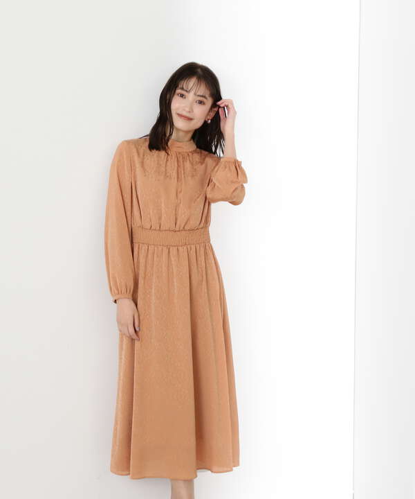 【bdONLINE限定色：ブルーラベンダー】ジャガードシャーリングワンピース