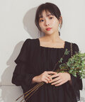 【京都ポルタ店・bdONLINE限定色：ピンク】スクエアネックシャーリングワンピース