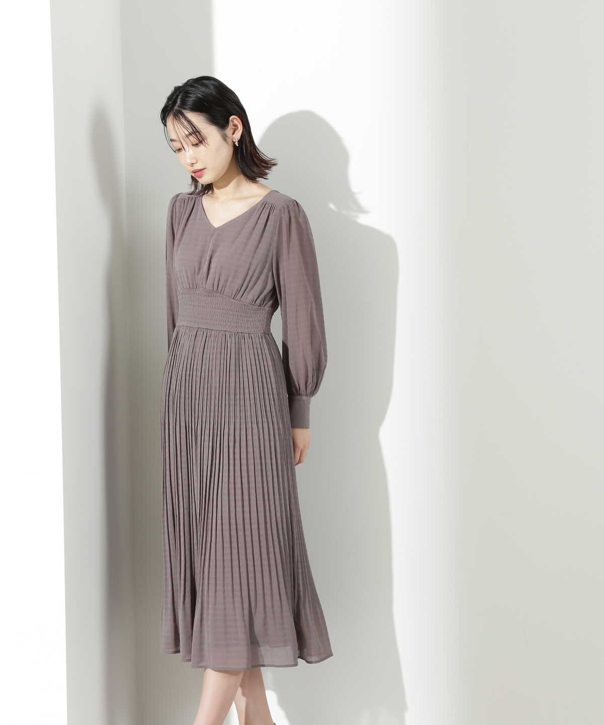 【美人百花4月号掲載】ウエストシャーリングプリーツワンピース