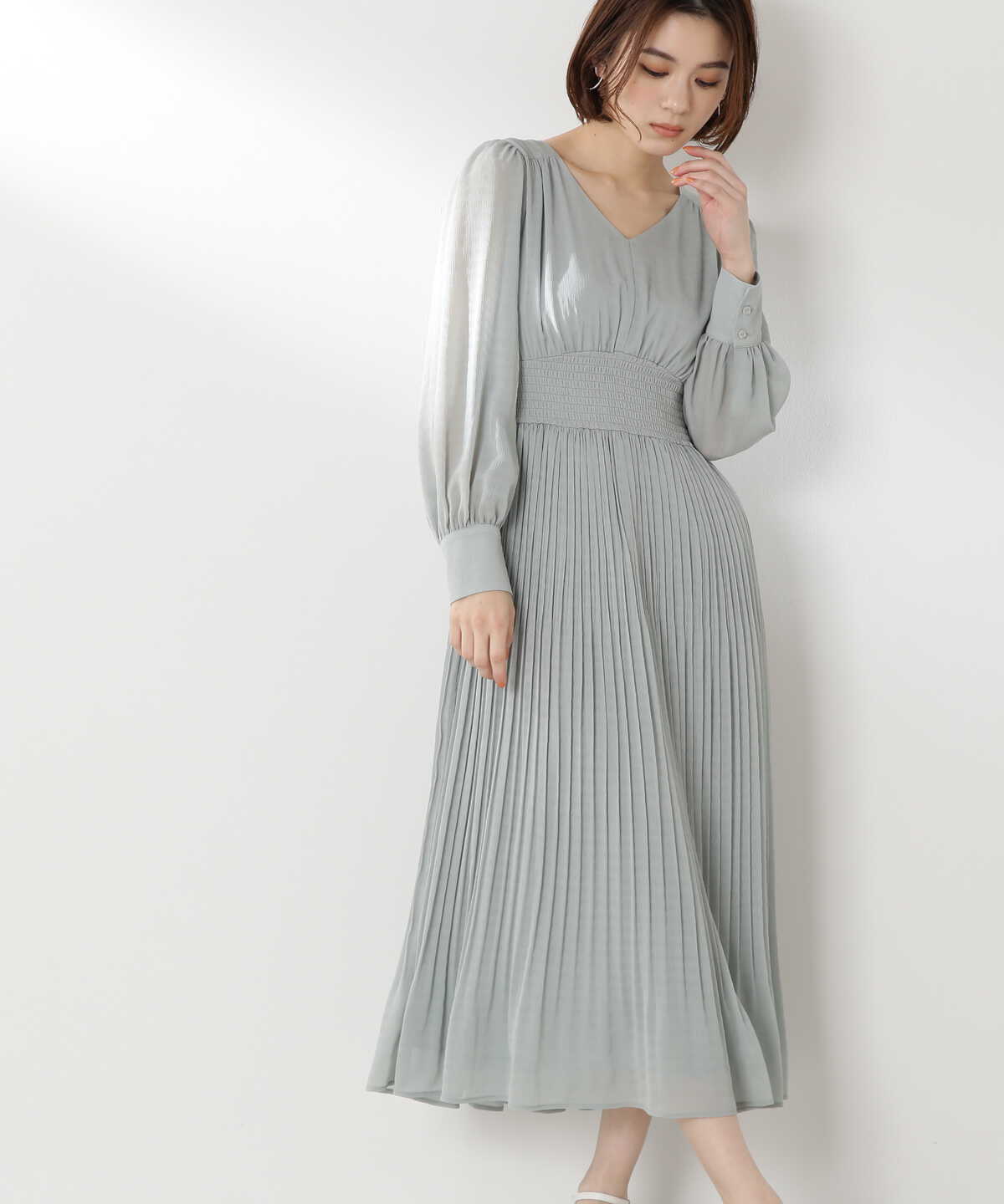 【美人百花4月号掲載】ウエストシャーリングプリーツワンピース