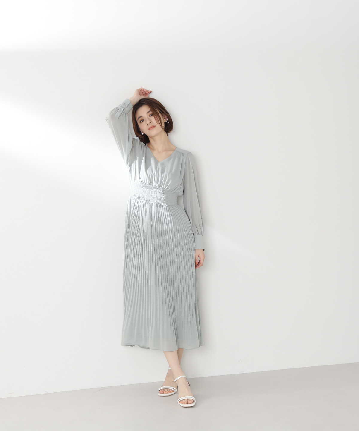【美人百花4月号掲載】ウエストシャーリングプリーツワンピース