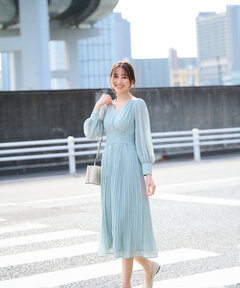 【美人百花4月号掲載】ウエストシャーリングプリーツワンピース