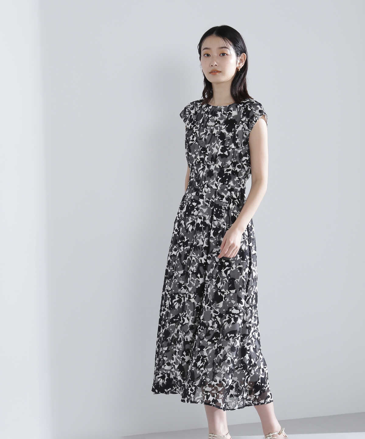 【美人百花6月号掲載】カットジャガードプリントワンピース