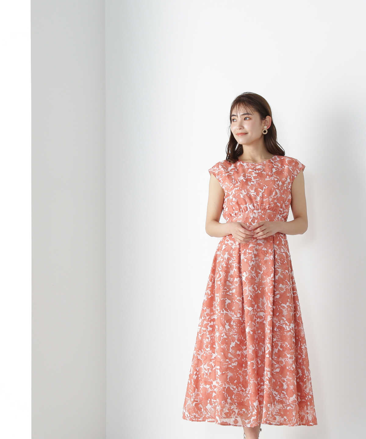 【美人百花6月号掲載】カットジャガードプリントワンピース