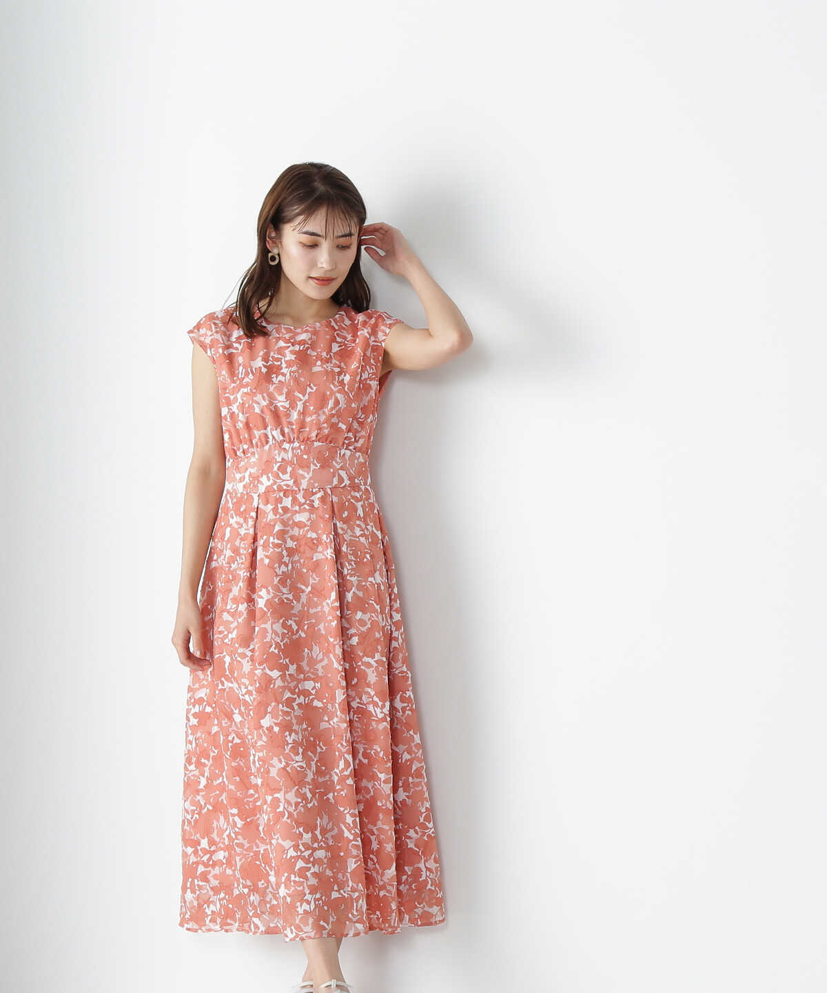 【美人百花6月号掲載】カットジャガードプリントワンピース