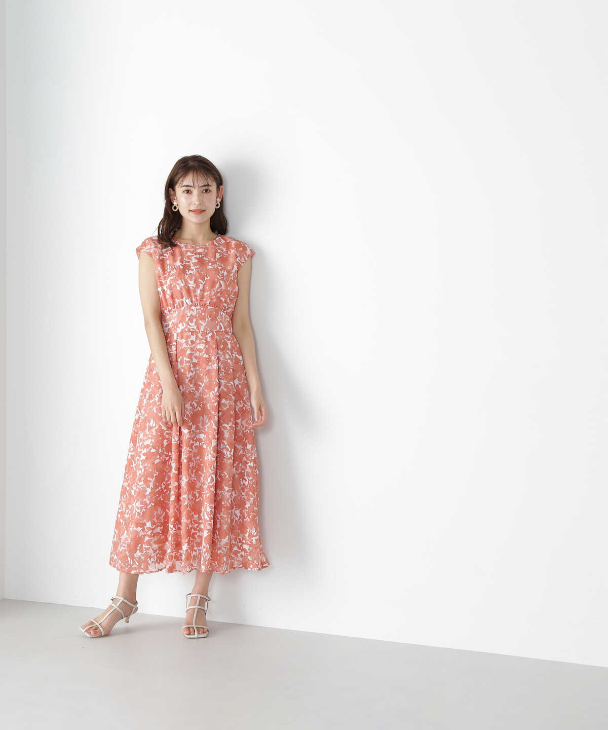 【美人百花6月号掲載】カットジャガードプリントワンピース