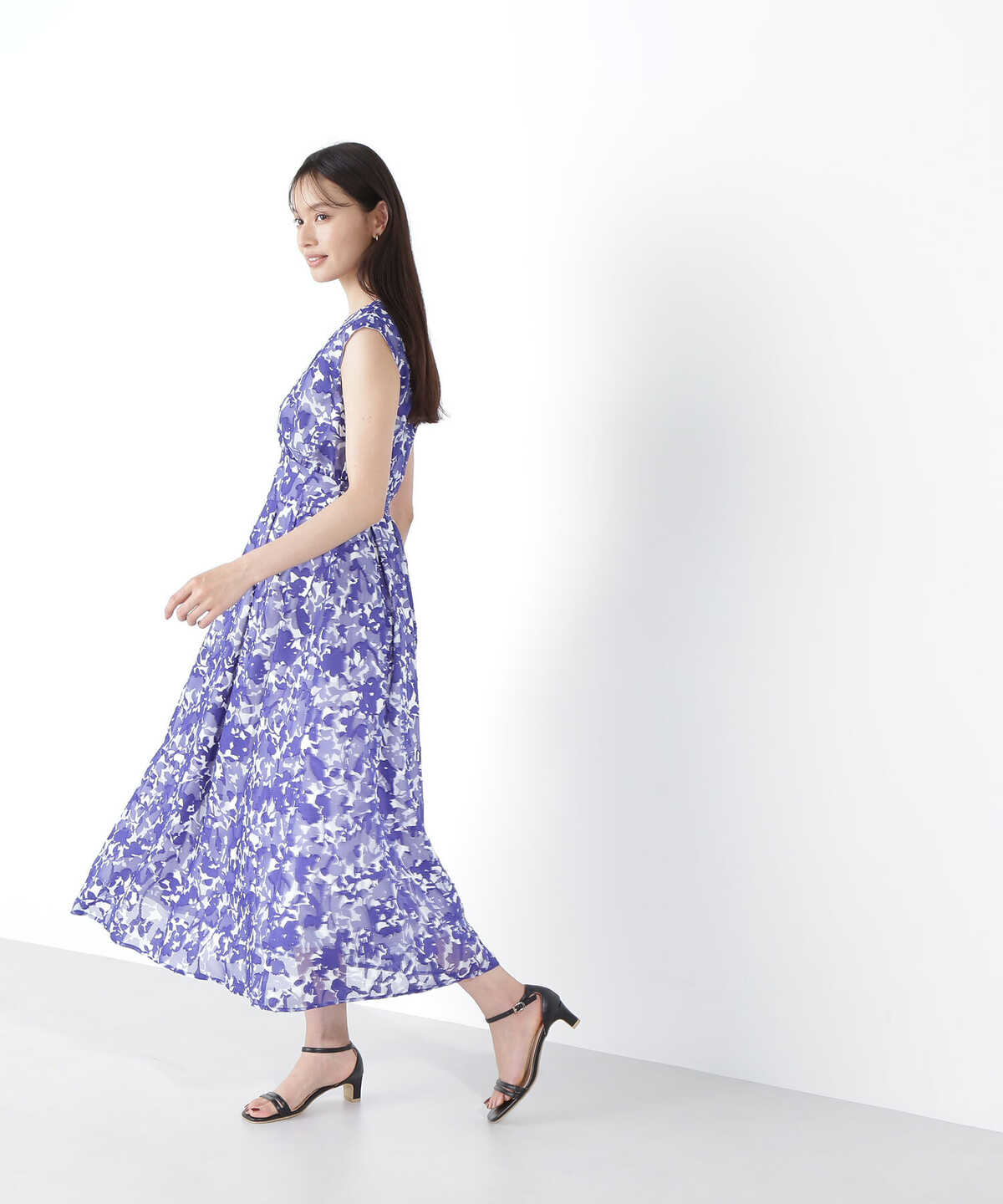 【美人百花6月号掲載】カットジャガードプリントワンピース