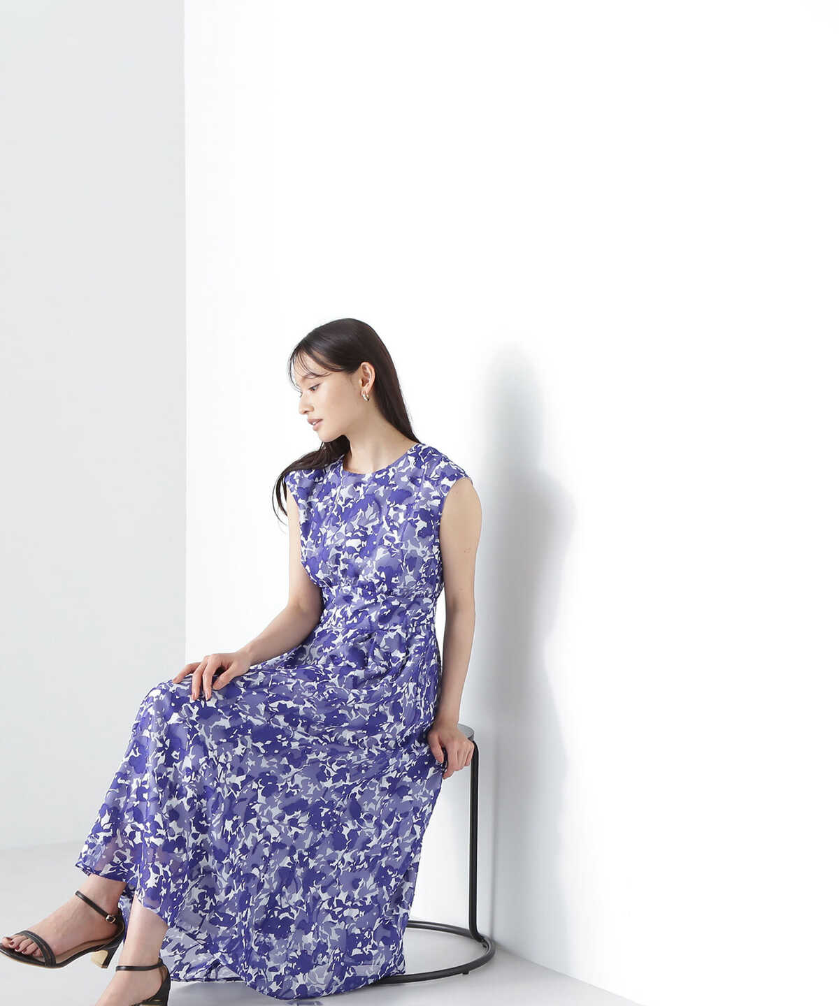 【美人百花6月号掲載】カットジャガードプリントワンピース