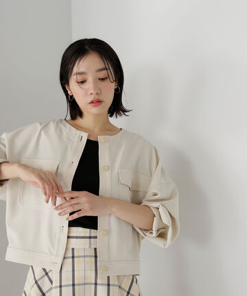 【Oggi5月号掲載】ノーカラークロップドジャケット