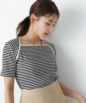 ダイヤモンドネックカットソー