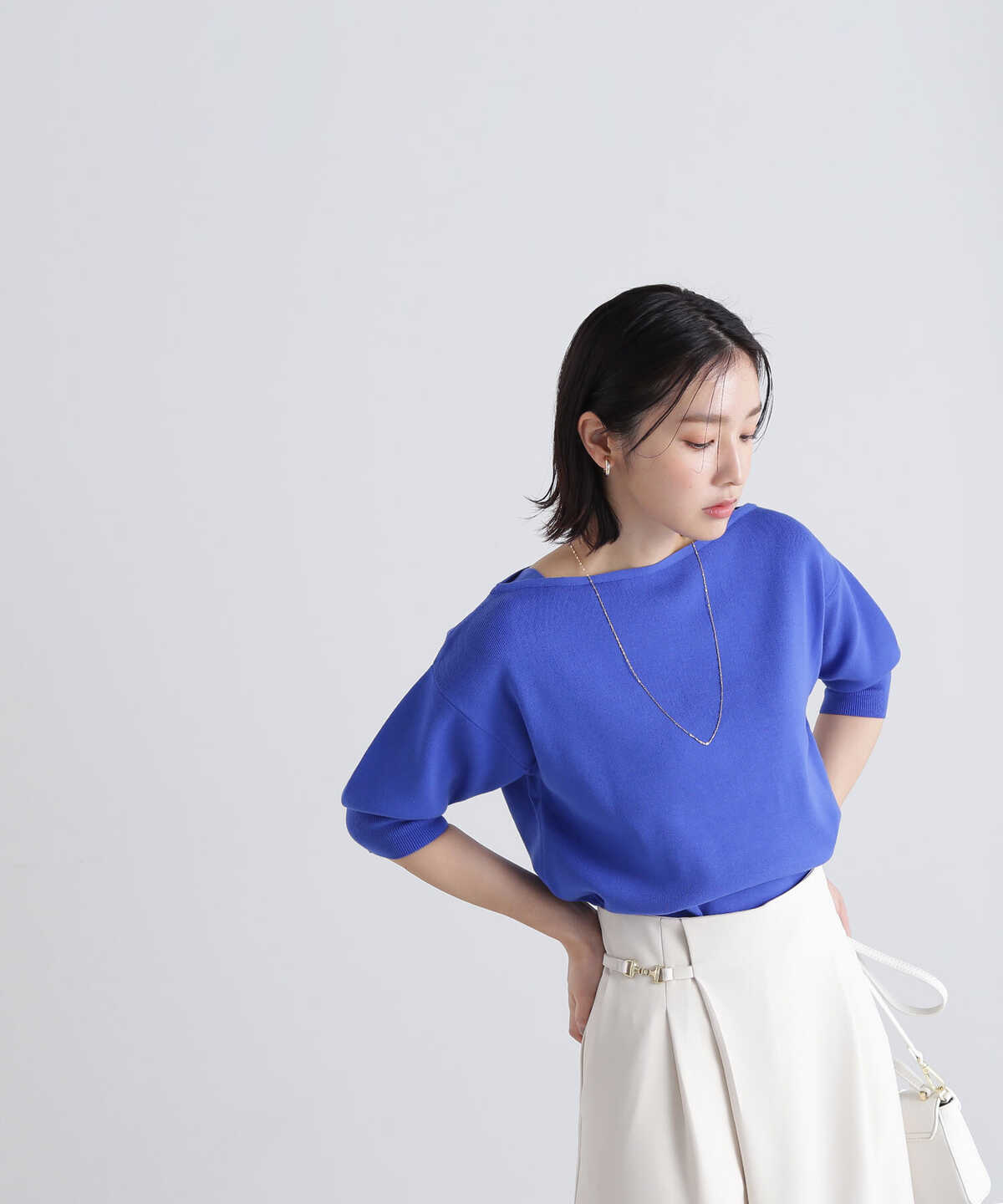 5％OFF】 総針ベーシックシリーズ ボートネック NATURAL BEAUTY BASIC ナチュラルビューティベーシック トップス ニット ブルー  ブラック グレー ホワイト Rakuten Fashion