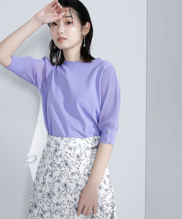 【bdONLINE限定色：ピンク】シアープリーツスリーブニット