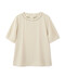 【パウダーイエローLUMINE・LUCUA・bdONLINE限定】パールトリミングネックブラウス