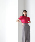 シアーローンギャザースリーブブラウス
