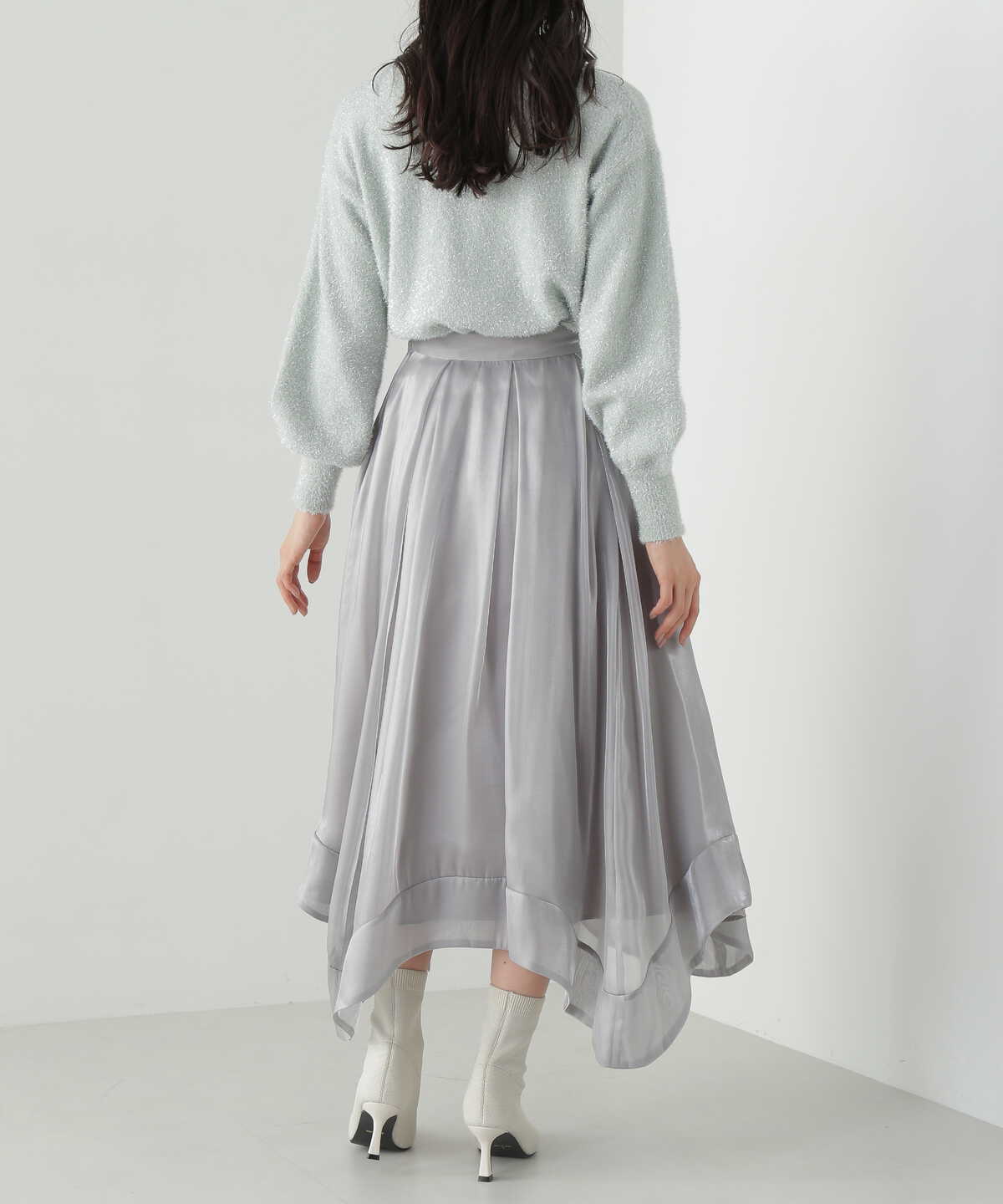 【LUCUA・bdONLINE限定】オーガンジーイレヘムスカート
