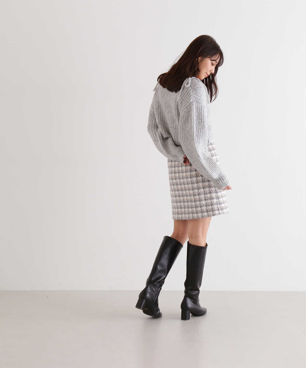 シャギーチェックミニスカート