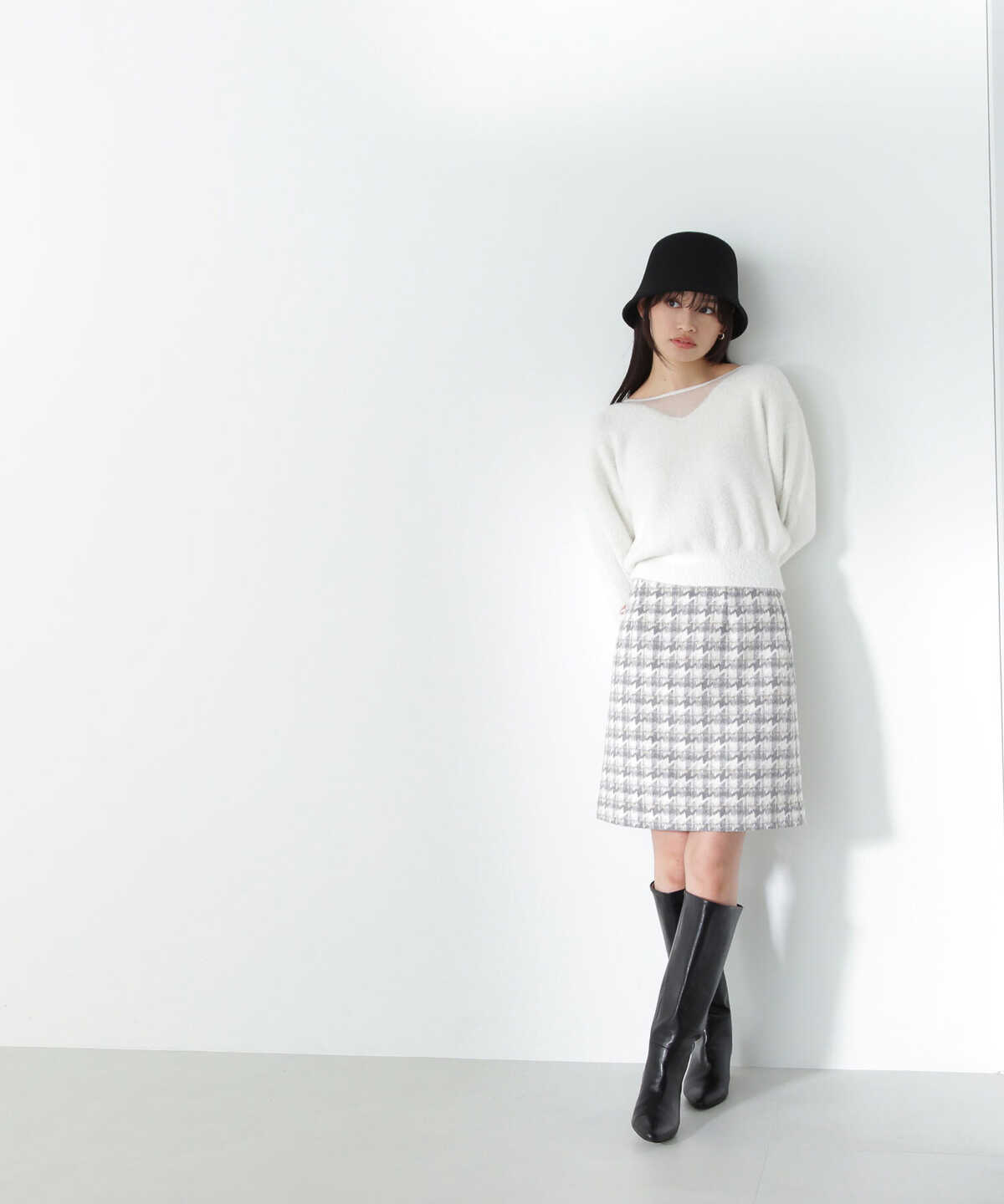 シャギーチェックミニスカート