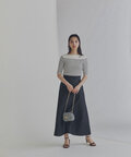 ステッチ切替ツイルフレアスカート